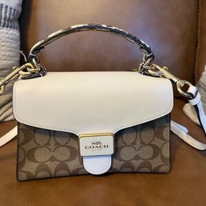 Coach Cream and Brown Crossbody Bag